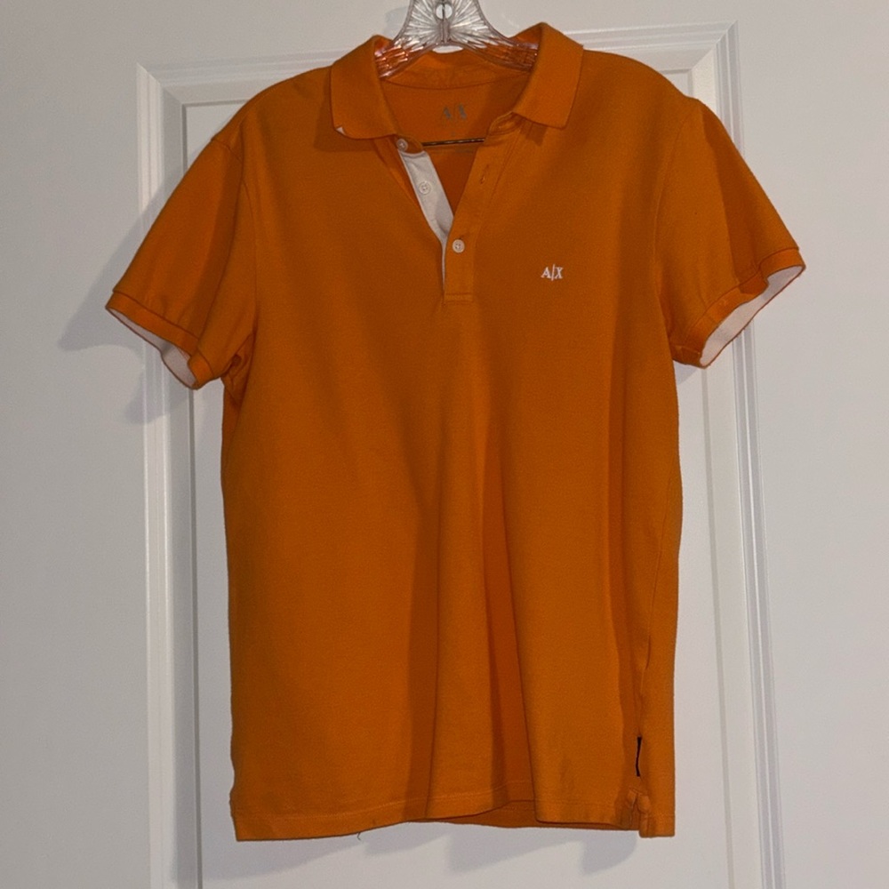 Armani Exchange Men’s Small Orange Polo Shirt Classic Slim Fit Casual Trend